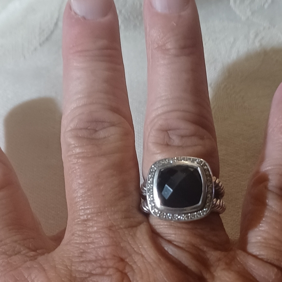 David Yurman Albion Ring with Onyx and Diamonds, SS, Size 7 - Picture 12 of 12